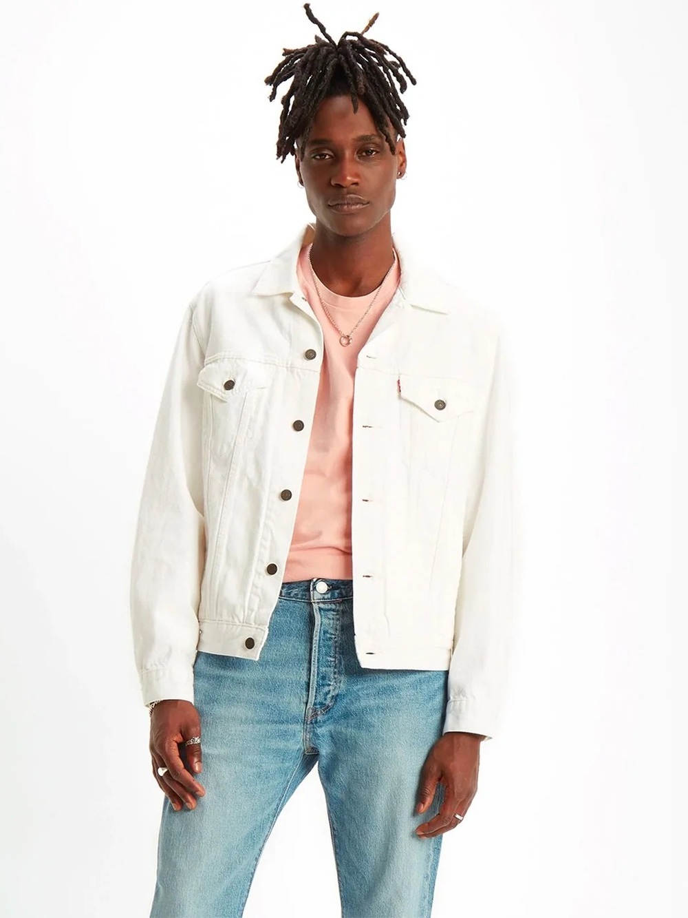 Levis Vintage Fit Trucker Jean Jacket White Out Cream denim Classic Mens M